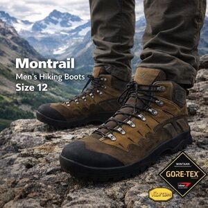 Montrail Men’s Hiking Boots Size 12 Vibram Sole Brown Suede Trail Outdoor rugged